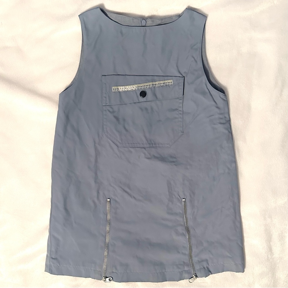Miniman Blue Sleeveless Polyamide Dress Girls Toddler 3T pocket zipper detail